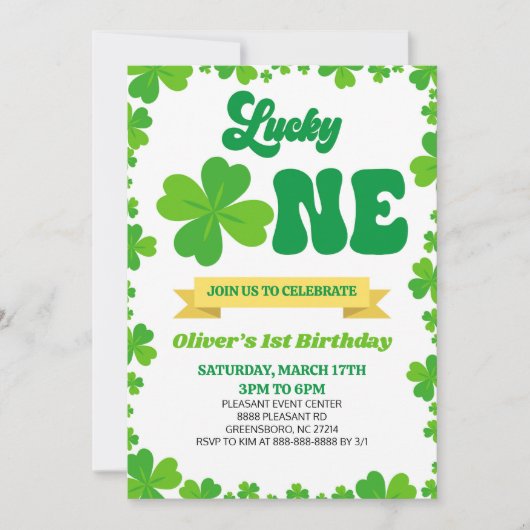 Lucky ONE St. Patrick's Day 1e verjaardagsfeestje Kaart (Voorkant)