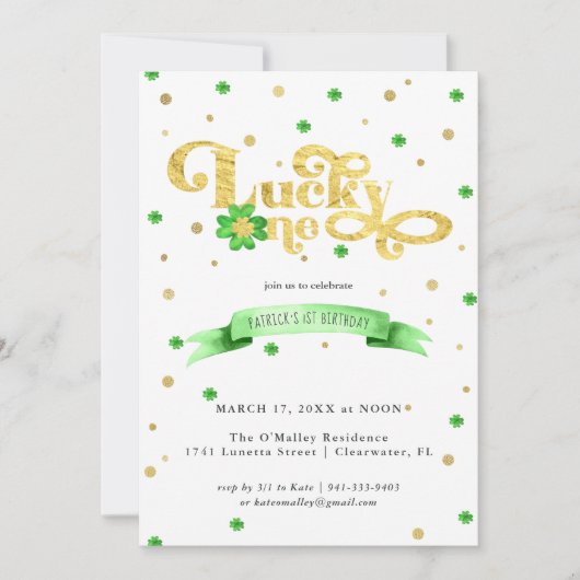 Lucky One | St. Patrick's Day 1st Birthday (Voorkant)