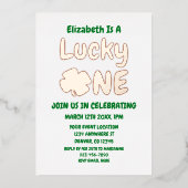 Lucky One St Patrick's Day 1st Birthday Folie Uitnodiging (Voorkant)