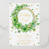 Lucky One | St. Patrick's Day 1st Birthday Folie Uitnodiging (Voorkant)