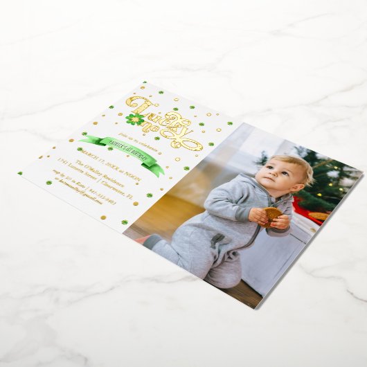 Lucky One | St. Patrick's Day 1st Birthday Folie Uitnodiging (Gedraaid)
