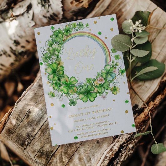 Lucky One | St. Patrick's Day 1st Birthday Folie Uitnodiging