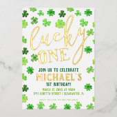 Lucky One | St. Patrick's Day 1st Birthday Invitat Folie Uitnodiging (Voorkant)