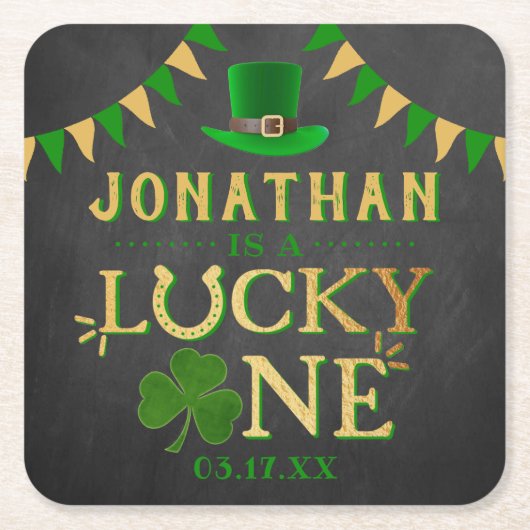 Lucky One St. Patrick's Day 1st Birthday Kartonnen Onderzetters (Voorkant)