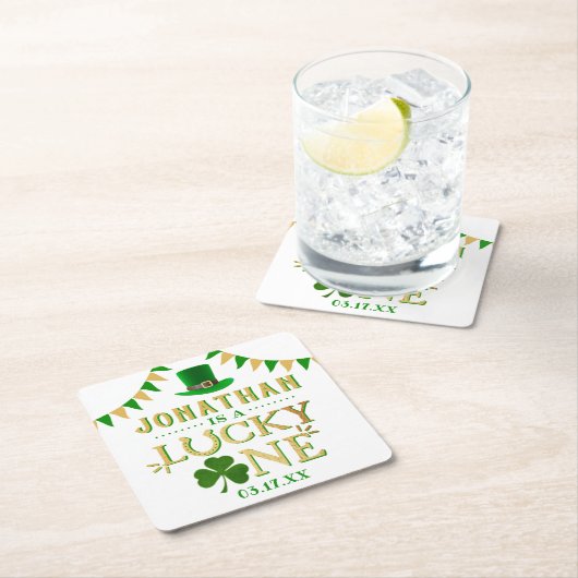 Lucky One St. Patrick's Day 1st Birthday Kartonnen Onderzetters (Insitu)