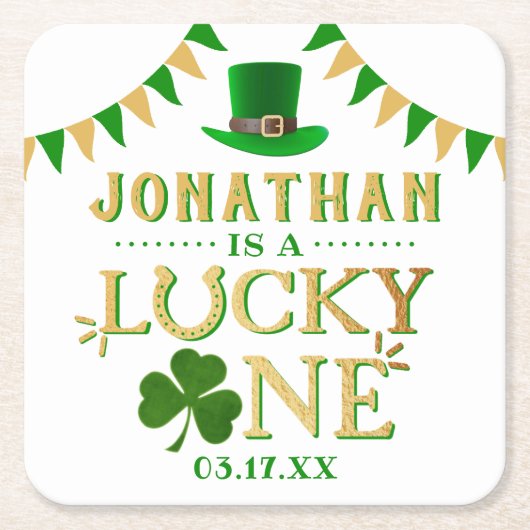 Lucky One St. Patrick's Day 1st Birthday Kartonnen Onderzetters (Voorkant)