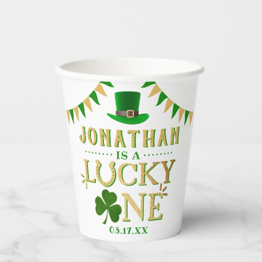 Lucky One St. Patrick's Day 1st Birthday Papieren Bekers (Voorkant)