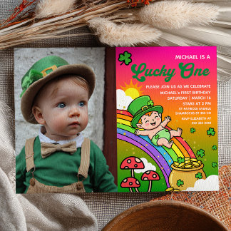 Lucky One St.Patrick's Day 1st Birthday Photo Kaart