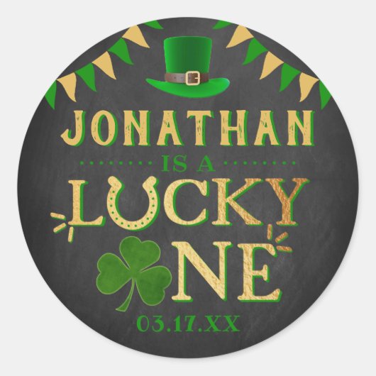 Lucky One St. Patrick's Day 1st Birthday Ronde Sticker (Voorkant)