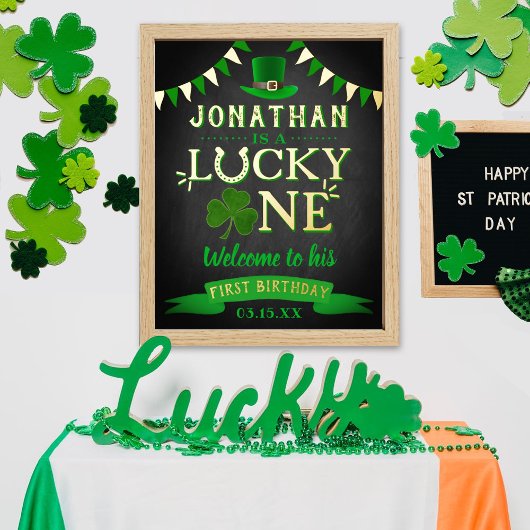 Lucky One St. Patrick's Day 1st Birthday Welkom Folie Afdrukken