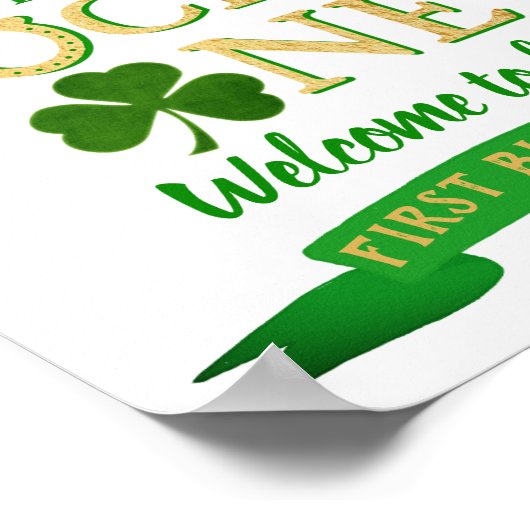Lucky One St. Patrick's Day 1st Birthday Welkom Poster (Hoek)