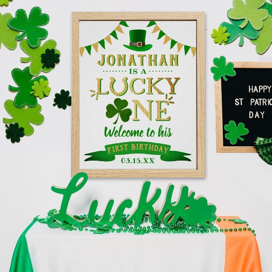 Lucky One St. Patrick's Day 1st Birthday Welkom Poster