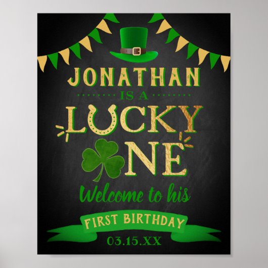 Lucky One St. Patrick's Day 1st Birthday Welkom Poster (Voorkant)
