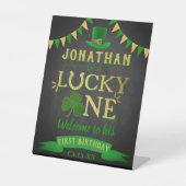 Lucky One St. Patrick's Day 1st Birthday Welkom Reclamebord Met Voetstuk (Voorkant)