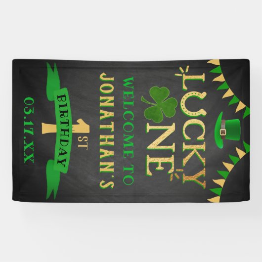 Lucky One St. Patrick's Day 1st Birthday Welkom Spandoek (Horizontaal)