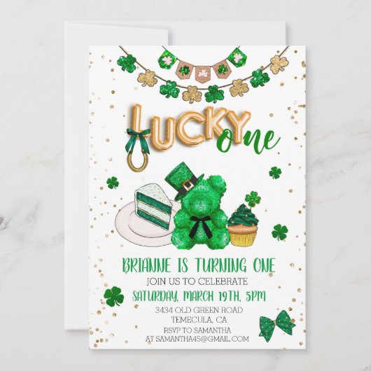 Lucky One St. Patrick's day Birthday Baby Party Kaart (Voorkant)