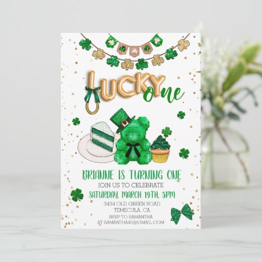 Lucky One St. Patrick's day Birthday Baby Party Kaart (Staand voorkant)