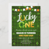 Lucky One St. Patrick's Day Boy First Birthday Inv Kaart (Voorkant)