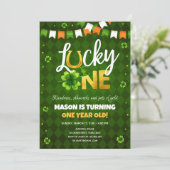 Lucky One St. Patrick's Day Boy First Birthday Inv Kaart (Staand voorkant)