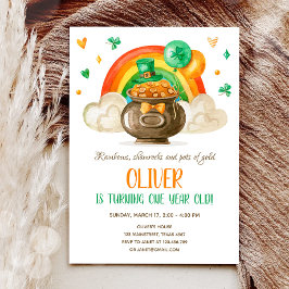 Lucky One St. Patrick's Day Boy First Birthday Inv Kaart