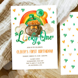 Lucky One St. Patrick's Day Boy First Birthday Inv Kaart
