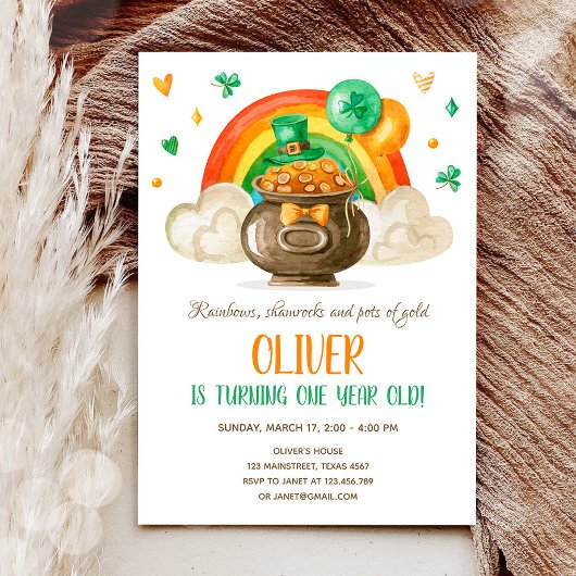 Lucky One St. Patrick's Day Boy First Birthday Inv Kaart