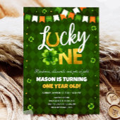 Lucky One St. Patrick's Day Boy First Birthday Inv Kaart