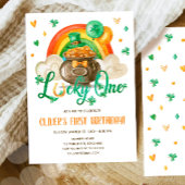 Lucky One St. Patrick's Day Boy First Birthday Inv Kaart