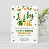 Lucky One St. Patrick's Day Boy First Birthday Kaart (Staand voorkant)