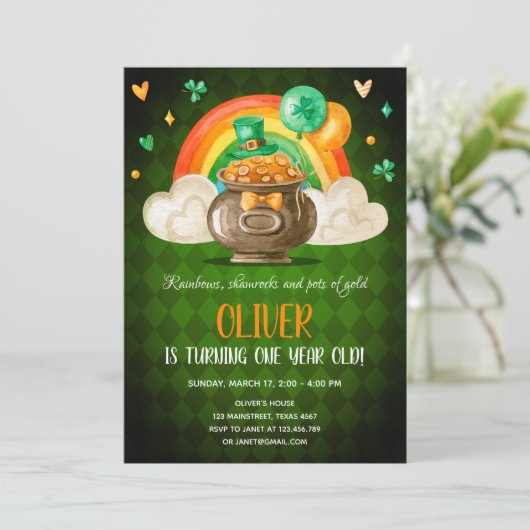 Lucky One St. Patrick's Day Boy First Birthday Kaart (Staand voorkant)