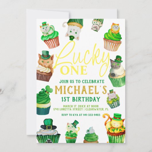 Lucky One | St. Patrick's Day Cupcake 1st Birthday Kaart (Voorkant)