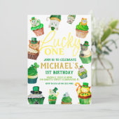 Lucky One | St. Patrick's Day Cupcake 1st Birthday Kaart (Staand voorkant)