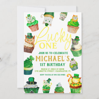 Lucky One | St. Patrick's Day Cupcake 1st Birthday Kaart