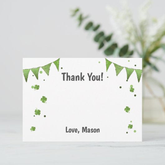 Lucky One St Patrick's Day Dank u Card Clover Bedankkaart (Staand voorkant)