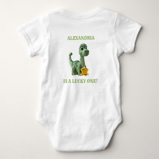 Lucky One St. Patrick's Day Dinosaurus Body Suit Romper (Achterkant)