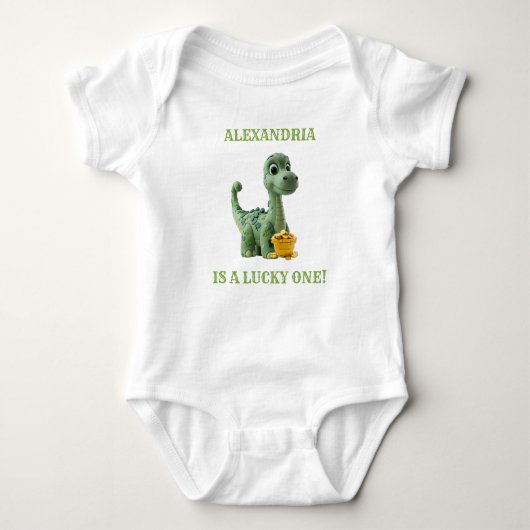 Lucky One St Patricks Day Dinosaurus Bodysuit (Voorkant)