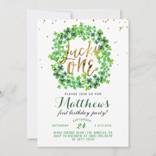 Lucky One St. Patrick's Day Eerste Verjaardag Kaart (Voorkant)