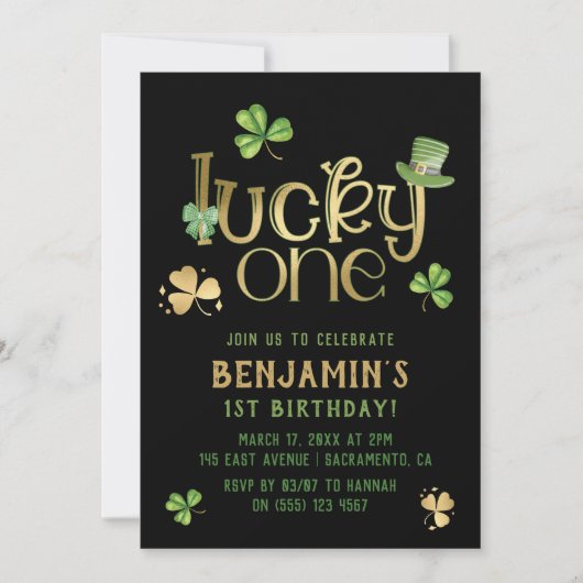 Lucky One | St Patrick's Day First Birthday Invita Kaart (Voorkant)