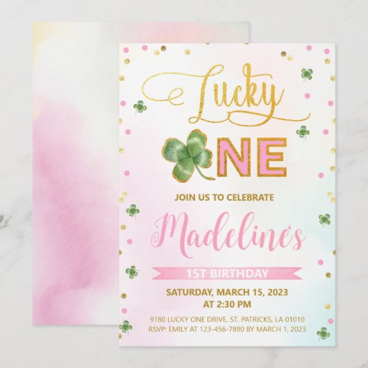 Lucky One St. Patrick's Day Girl 1st Birthday Kaart (Voorkant / Achterkant)