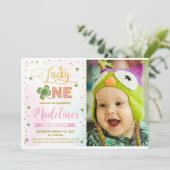 Lucky One St. Patrick's Day Girl 1st Birthday Kaart (Staand voorkant)