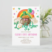 Lucky One St. Patrick's Day Girl First Birthday in Kaart (Staand voorkant)