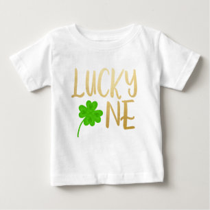 Lucky One St. Patricks Day Gold Shamrock Birthday