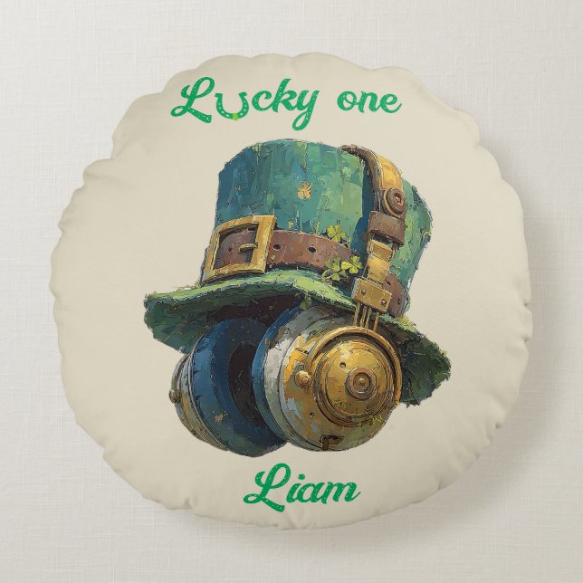 Lucky One St. Patrick's Day Muziek Persoonlijk Rond Kussen (Voorkant)