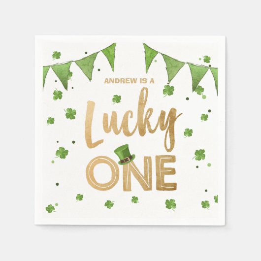Lucky One St Patrick's Day Paper Bord Clover Boy Servet (Voorkant)