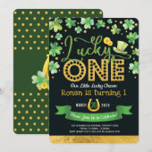 Lucky One St. Patrick's Day Shamrock 1st Birthday Kaart (Voorkant / Achterkant)