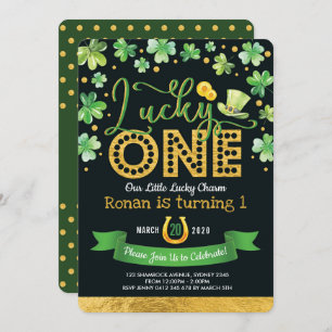 Lucky One St. Patrick's Day Shamrock 1st Birthday Kaart