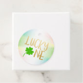 Lucky one St. Patricks Day shamrock Round Bedankjes Labels (In situ)
