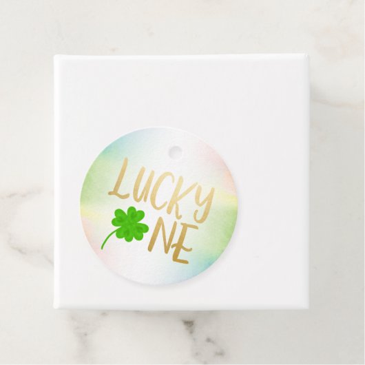 Lucky one St. Patricks Day shamrock Round Bedankjes Labels (In situ)