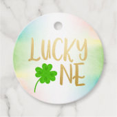 Lucky one St. Patricks Day shamrock Round Bedankjes Labels (Voorkant)