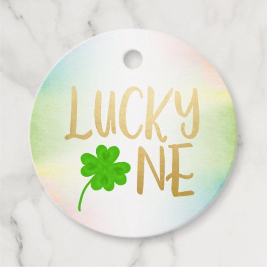 Lucky one St. Patricks Day shamrock Round Bedankjes Labels (Voorkant)